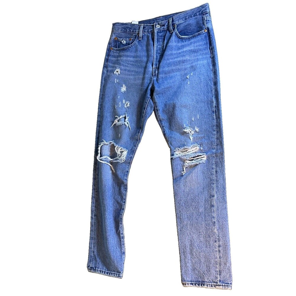 Levi’s Premium 501 S Men’s Skinny Blue Medium Distressed Jeans 5-Pocket 28X30